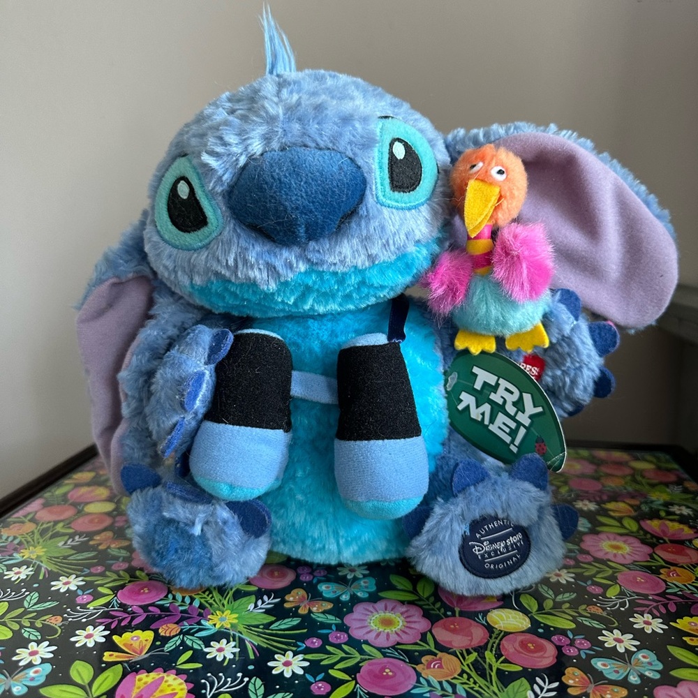NWT Disney Store Stitch Plush Nature Walk Bird Has Sound that works!
